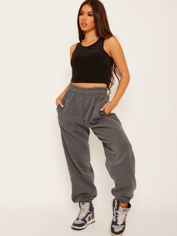 Oversized Fleece Joggers In Charcoal