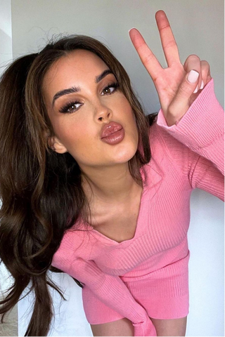 Amie Pink Knit Jumper Dress