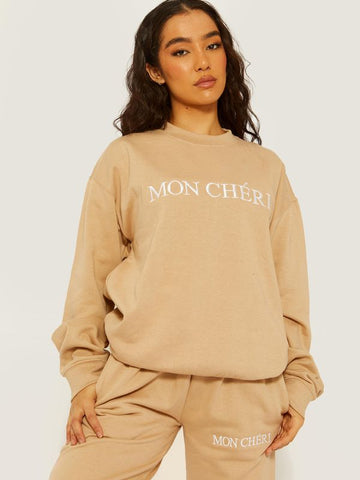 Mon Cherie Embroidered Fleece Co-ord Stone