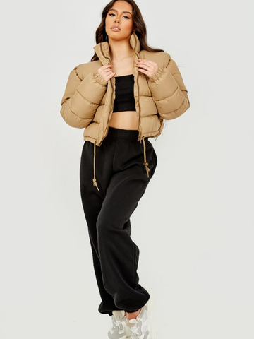 Cropped Puffer Jacket Stone