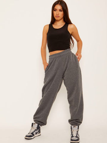 Oversized Fleece Joggers In Charcoal
