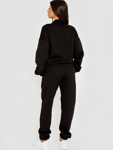 Embroidered Limited Edition Fleece Co-ord In Black