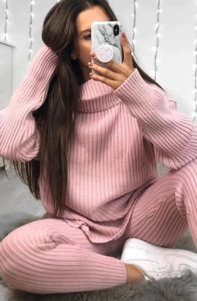 Pink Oversized Roll Neck Co-Ord
