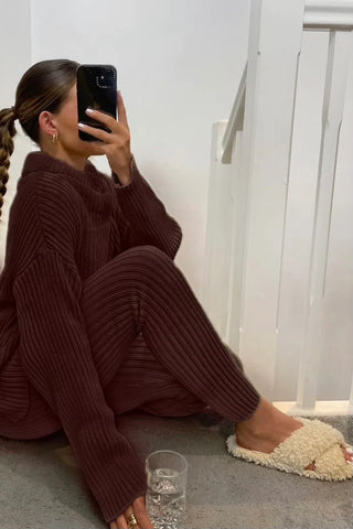 Chocolate Brown Oversized Roll Neck Co-Ord