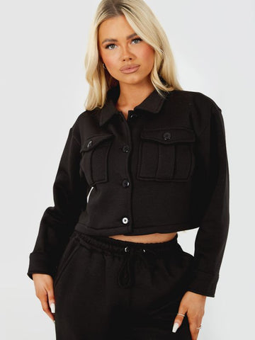 Utility Button Top & Jogger Co-ord In Black