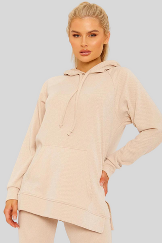 Ribbed Hooded Top & Flared Trouser Co-ord