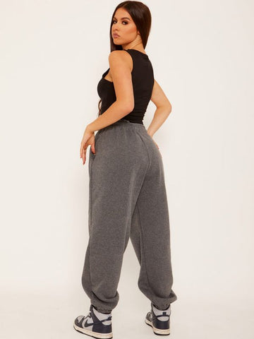 Oversized Fleece Joggers In Charcoal