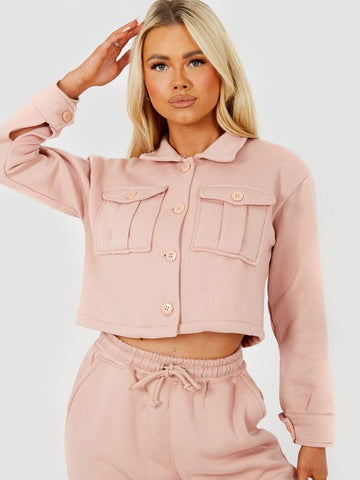 Utility Button Top & Jogger Co-ord In Rose