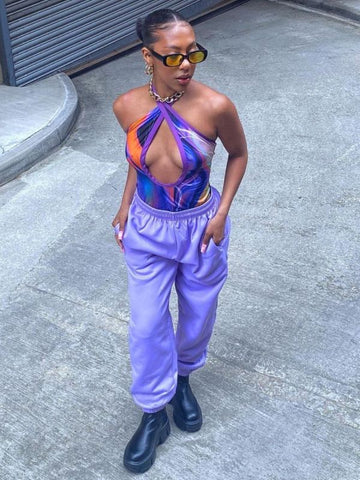 Oversized Fleece Joggers In Lilac