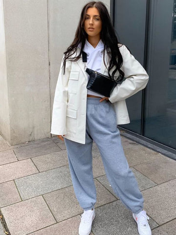 Oversized Fleece Joggers In Grey
