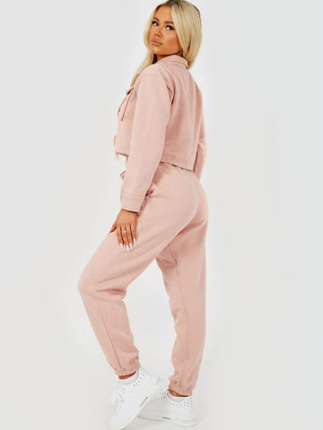 Utility Button Top & Jogger Co-ord In Rose