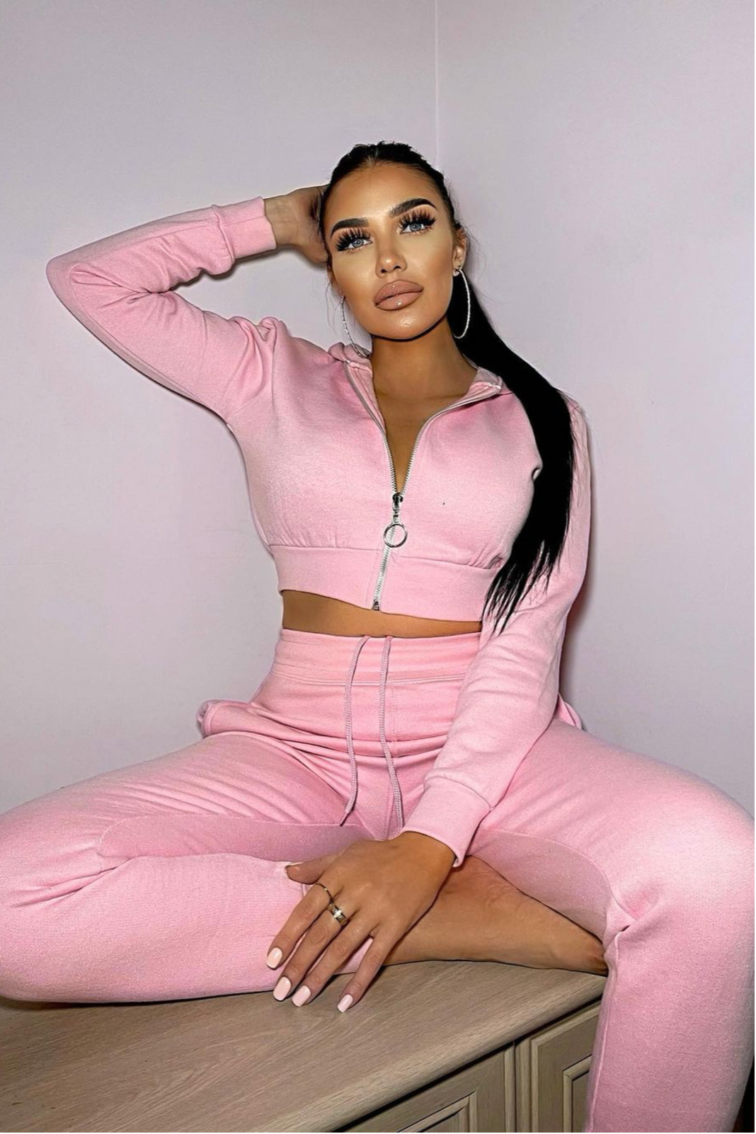 Cropped Zip Hoodie & Jogger Set