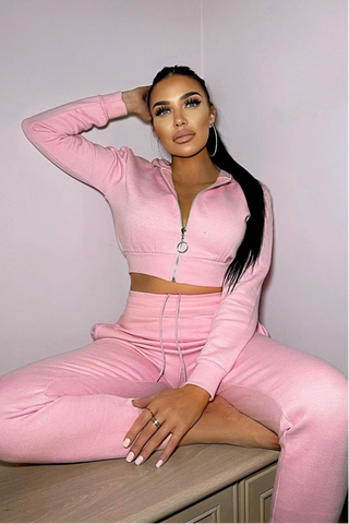 Cropped Zip Hoodie & Jogger Set