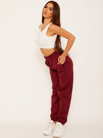 Oversized Fleece Joggers In Wine