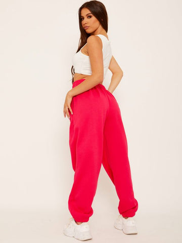 Oversized Fleece Joggers In Fuchsia