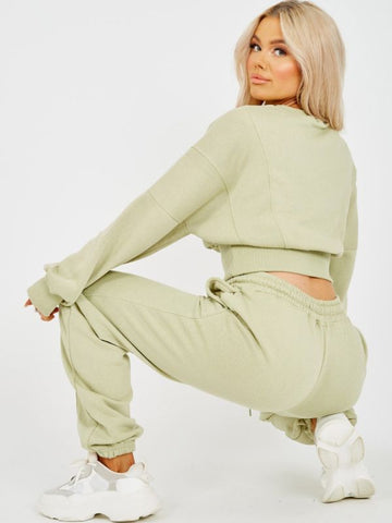Oversized Seam Detail Fleece Co-ord In Mint