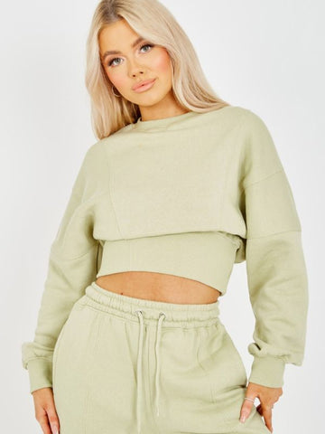 Oversized Seam Detail Fleece Co-ord In Mint