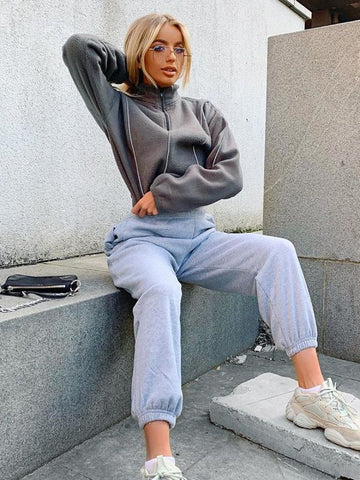 Oversized Fleece Joggers In Grey