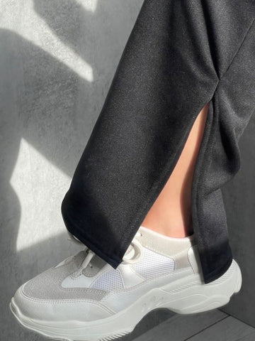 Zipped Hooded Top & Split Trouser Fleece Co-ord In Black