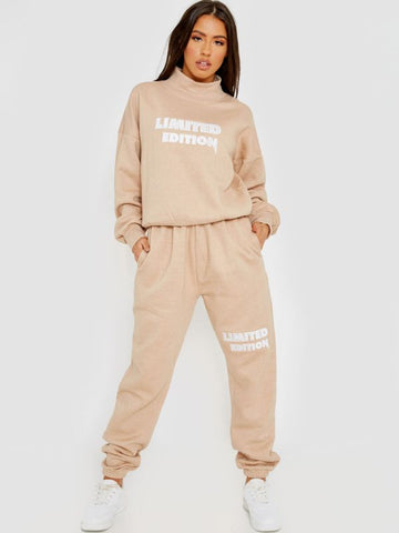 Embroidered Limited Edition Fleece Co-ord In Stone