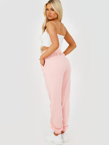 Boston Embroidered Fleece Joggers In Pink