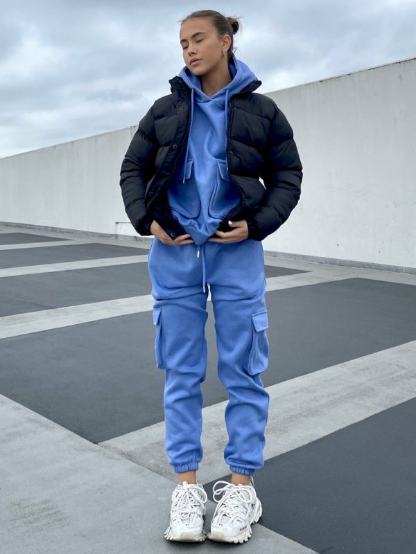 Utility Pocket Hooded Top & Trouser Fleece Co-ord In Blue