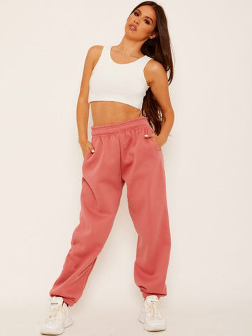 Oversized Fleece Joggers In Rose Gold