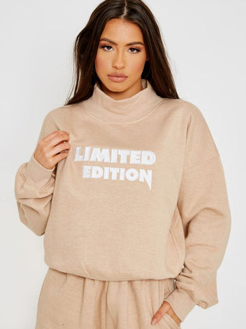 Embroidered Limited Edition Fleece Co-ord In Stone