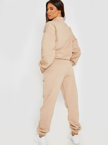 Embroidered Limited Edition Fleece Co-ord In Stone