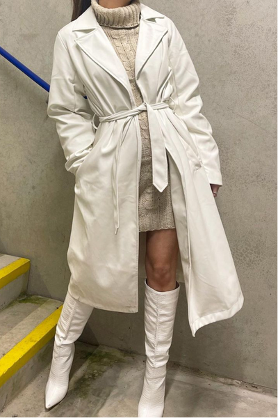 Lara Cream Cable Knit Roll Neck Jumper Dress