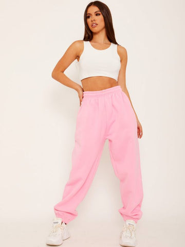 Oversized Fleece Joggers In Pink