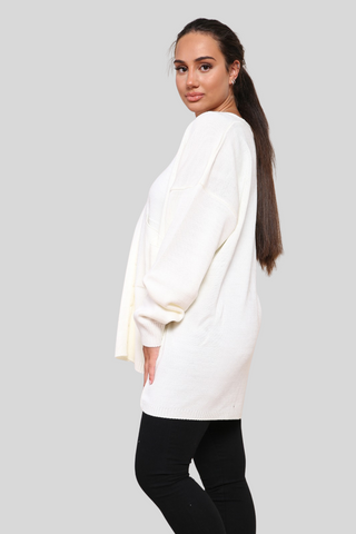Cream Knitted Oversized Cardigan Dress