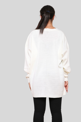 Cream Knitted Oversized Cardigan Dress