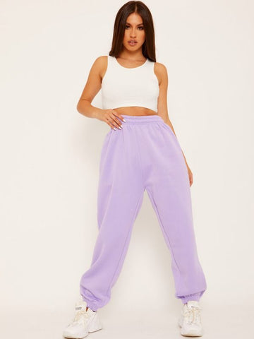 Oversized Fleece Joggers In Lilac