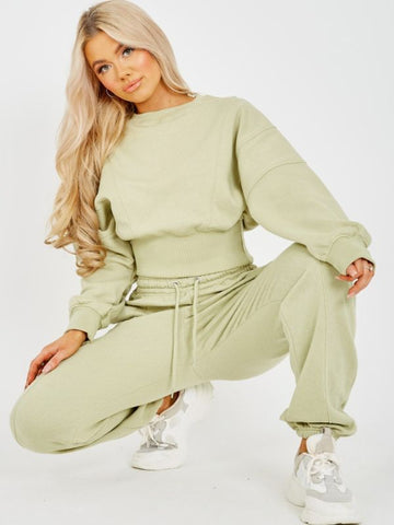 Oversized Seam Detail Fleece Co-ord In Mint