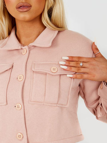 Utility Button Top & Jogger Co-ord In Rose