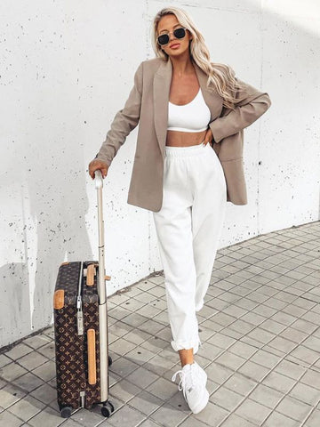 Oversized Fleece Joggers In Cream