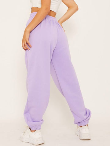 Oversized Fleece Joggers In Lilac