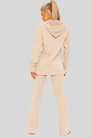 Ribbed Hooded Top & Flared Trouser Co-ord