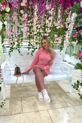 Amie Pink Knit Jumper Dress