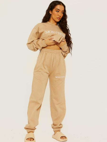 Mon Cherie Embroidered Fleece Co-ord Stone