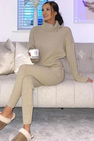 Stone Oversized Roll Neck Co-Ord